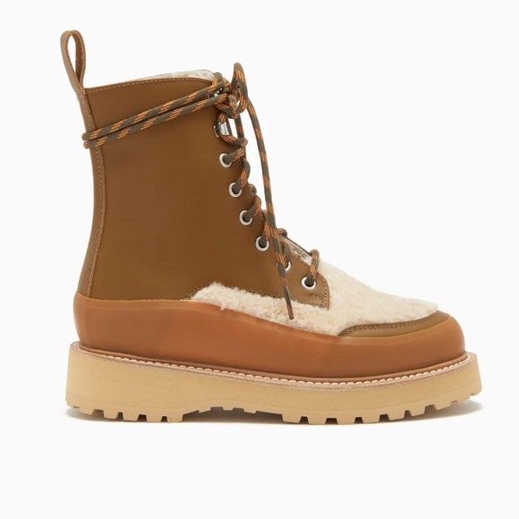 ULLA JOHNSON Shearling ETNA BOOTH Tapenade Size 38 - Picture 2 of 16